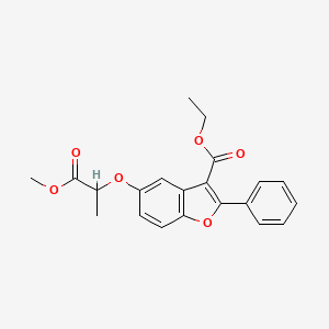 molecular formula C21H20O6 B2529101 5-[(1-甲氧基-1-氧代丙烷-2-基)氧基]-2-苯基-1-苯并呋喃-3-羧酸乙酯 CAS No. 300674-54-8