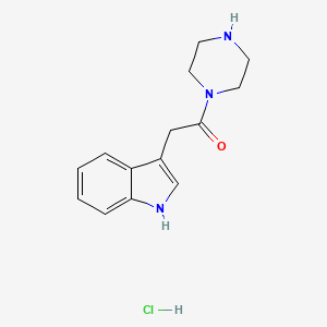 molecular formula C14H18ClN3O B2529102 2-(1H-indol-3-yl)-1-(piperazin-1-yl)ethan-1-one hydrochloride CAS No. 1181458-97-8