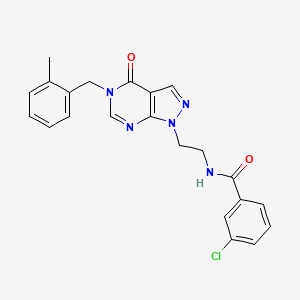 molecular formula C22H20ClN5O2 B2529103 3-chloro-N-(2-(5-(2-methylbenzyl)-4-oxo-4,5-dihydro-1H-pyrazolo[3,4-d]pyrimidin-1-yl)ethyl)benzamide CAS No. 922038-61-7