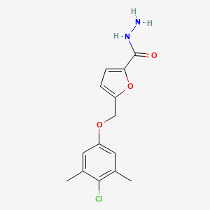 molecular formula C14H15ClN2O3 B2529104 5-[(4-Chloro-3,5-dimethylphenoxy)methyl]-2-furohydrazide CAS No. 861508-50-1