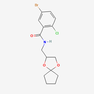 molecular formula C15H17BrClNO3 B2529115 N-(1,4-dioxaspiro[4.4]nonan-2-ylmethyl)-5-bromo-2-chlorobenzamide CAS No. 923691-66-1