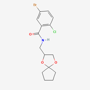 molecular formula C15H17BrClNO3 B2529115 N-(1,4-二氧杂螺[4.4]壬烷-2-基甲基)-5-溴-2-氯苯甲酰胺 CAS No. 923691-66-1