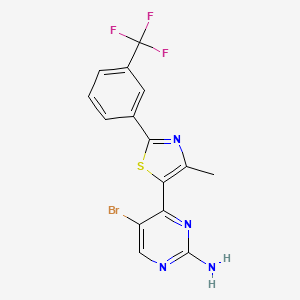 molecular formula C15H10BrF3N4S B2529118 5-Bromo-4-{4-methyl-2-[3-(trifluoromethyl)phenyl]-1,3-thiazol-5-yl}pyrimidin-2-amine CAS No. 499795-95-8