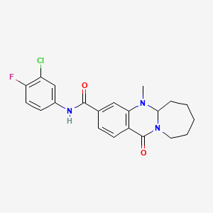 molecular formula C21H21ClFN3O2 B2529119 N-(3-chloro-4-fluorophenyl)-5-methyl-12-oxo-5,5a,6,7,8,9,10,12-octahydroazepino[2,1-b]quinazoline-3-carboxamide CAS No. 1775442-36-8