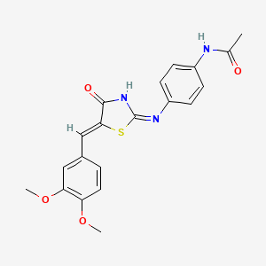 molecular formula C20H19N3O4S B2529136 (Z)-N-(4-((5-(3,4-二甲氧基苄亚叉利登)-4-氧代-4,5-二氢噻唑-2-基)氨基)苯基)乙酰胺 CAS No. 857494-43-0