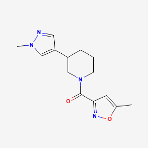 molecular formula C14H18N4O2 B2529142 (5-Methyl-1,2-oxazol-3-yl)-[3-(1-methylpyrazol-4-yl)piperidin-1-yl]methanone CAS No. 2309586-50-1