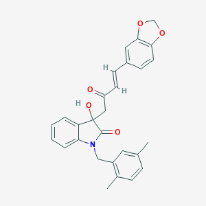 molecular formula C28H25NO5 B252915 3-[(3E)-4-(1,3-benzodioxol-5-yl)-2-oxobut-3-en-1-yl]-1-(2,5-dimethylbenzyl)-3-hydroxy-1,3-dihydro-2H-indol-2-one 