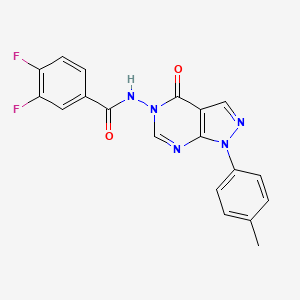 molecular formula C19H13F2N5O2 B2529150 3,4-二氟代-N-(4-氧代-1-(对甲苯基)-1H-吡唑并[3,4-d]嘧啶-5(4H)-基)苯甲酰胺 CAS No. 900008-00-6