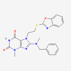 molecular formula C23H22N6O3S B2529154 7-(2-(benzo[d]oxazol-2-ylthio)ethyl)-8-(benzyl(methyl)amino)-3-methyl-1H-purine-2,6(3H,7H)-dione CAS No. 850914-48-6