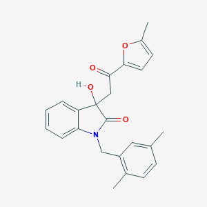 molecular formula C24H23NO4 B252916 1-(2,5-dimethylbenzyl)-3-hydroxy-3-[2-(5-methyl-2-furyl)-2-oxoethyl]-1,3-dihydro-2H-indol-2-one 