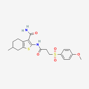 molecular formula C20H24N2O5S2 B2529169 2-(3-((4-Methoxyphenyl)sulfonyl)propanamido)-6-methyl-4,5,6,7-tetrahydrobenzo[b]thiophene-3-carboxamide CAS No. 922984-58-5