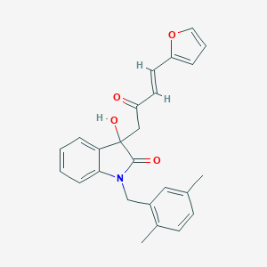 1-(2,5-dimethylbenzyl)-3-[(3E)-4-(furan-2-yl)-2-oxobut-3-en-1-yl]-3-hydroxy-1,3-dihydro-2H-indol-2-one