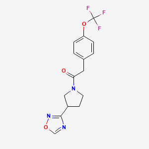 molecular formula C15H14F3N3O3 B2529196 1-(3-(1,2,4-Oxadiazol-3-yl)pyrrolidin-1-yl)-2-(4-(trifluoromethoxy)phenyl)ethanone CAS No. 2034275-79-9