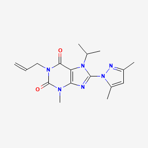 molecular formula C17H22N6O2 B2529207 1-烯丙基-8-(3,5-二甲基-1H-吡唑-1-基)-7-异丙基-3-甲基-1H-嘌呤-2,6(3H,7H)-二酮 CAS No. 1014008-15-1