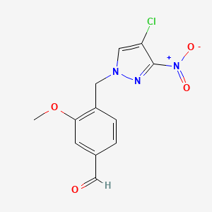 molecular formula C12H10ClN3O4 B2529208 4-[(4-chloro-3-nitro-1H-pyrazol-1-yl)methyl]-3-methoxybenzaldehyde CAS No. 925147-35-9