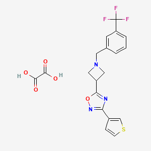 molecular formula C19H16F3N3O5S B2529218 3-(Thiophen-3-yl)-5-(1-(3-(trifluoromethyl)benzyl)azetidin-3-yl)-1,2,4-oxadiazole oxalate CAS No. 1396792-39-4