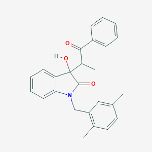 molecular formula C26H25NO3 B252922 1-(2,5-dimethylbenzyl)-3-hydroxy-3-(1-methyl-2-oxo-2-phenylethyl)-1,3-dihydro-2H-indol-2-one 
