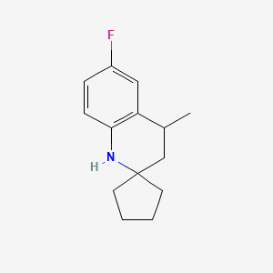 molecular formula C14H19ClFN B2529227 6'-fluoro-4'-methyl-3',4'-dihydro-1'H-spiro[cyclopentane-1,2'-quinoline] CAS No. 1172005-60-5
