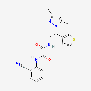 molecular formula C20H19N5O2S B2529237 N1-(2-cyanophenyl)-N2-(2-(3,5-dimethyl-1H-pyrazol-1-yl)-2-(thiophen-3-yl)ethyl)oxalamide CAS No. 2034546-76-2