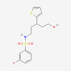 molecular formula C15H18FNO3S2 B2529239 3-fluoro-N-(5-hydroxy-3-(thiophen-2-yl)pentyl)benzenesulfonamide CAS No. 2034328-54-4