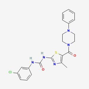 molecular formula C22H22ClN5O2S B2529240 1-(3-chlorophenyl)-3-[4-methyl-5-(4-phenylpiperazine-1-carbonyl)-1,3-thiazol-2-yl]urea CAS No. 941886-56-2