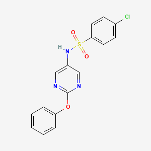 molecular formula C16H12ClN3O3S B2529244 4-氯-N-(2-苯氧基嘧啶-5-基)苯磺酰胺 CAS No. 1421457-47-7