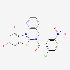 molecular formula C20H11ClF2N4O3S B2529245 2-氯-N-(4,6-二氟-1,3-苯并噻唑-2-基)-5-硝基-N-[(吡啶-3-基)甲基]苯甲酰胺 CAS No. 896010-36-9