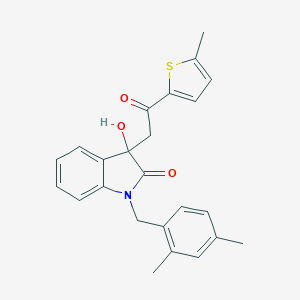 molecular formula C24H23NO3S B252927 1-(2,4-dimethylbenzyl)-3-hydroxy-3-[2-(5-methyl-2-thienyl)-2-oxoethyl]-1,3-dihydro-2H-indol-2-one 