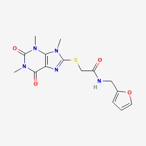 molecular formula C15H17N5O4S B2529279 N-(furan-2-ylmethyl)-2-(1,3,9-trimethyl-2,6-dioxopurin-8-yl)sulfanylacetamide CAS No. 897453-60-0