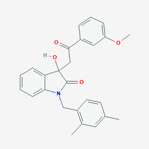 molecular formula C26H25NO4 B252929 1-(2,4-dimethylbenzyl)-3-hydroxy-3-[2-(3-methoxyphenyl)-2-oxoethyl]-1,3-dihydro-2H-indol-2-one 