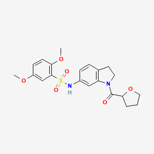 molecular formula C21H24N2O6S B2529295 2,5-二甲氧基-N-(1-(四氢呋喃-2-羰基)吲哚啉-6-基)苯磺酰胺 CAS No. 1040636-87-0
