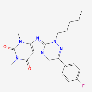 molecular formula C20H23FN6O2 B2529296 3-(4-氟苯基)-7,9-二甲基-1-戊基-4H-嘌呤[8,7-c][1,2,4]三嗪-6,8-二酮 CAS No. 898410-50-9