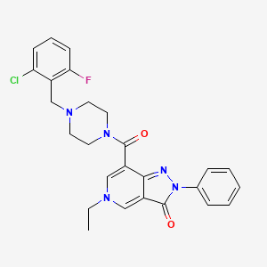 molecular formula C26H25ClFN5O2 B2529298 7-(4-(2-chloro-6-fluorobenzyl)piperazine-1-carbonyl)-5-ethyl-2-phenyl-2H-pyrazolo[4,3-c]pyridin-3(5H)-one CAS No. 1040650-17-6