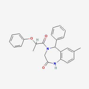 molecular formula C25H24N2O3 B2529312 7-methyl-4-(2-phenoxypropanoyl)-5-phenyl-2,3,4,5-tetrahydro-1H-1,4-benzodiazepin-2-one CAS No. 533872-97-8