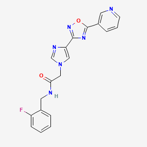 molecular formula C19H15FN6O2 B2529313 N-[(2-氟苯基)甲基]-2-{4-[5-(吡啶-3-基)-1,2,4-恶二唑-3-基]-1H-咪唑-1-基}乙酰胺 CAS No. 1251625-65-6