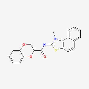 molecular formula C21H16N2O3S B2529314 (Z)-N-(1-methylnaphtho[1,2-d]thiazol-2(1H)-ylidene)-2,3-dihydrobenzo[b][1,4]dioxine-2-carboxamide CAS No. 850903-34-3