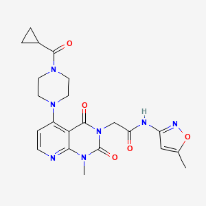 molecular formula C22H25N7O5 B2529323 2-(5-(4-(环丙烷羰基)哌嗪-1-基)-1-甲基-2,4-二氧代-1,2-二氢吡啶并[2,3-d]嘧啶-3(4H)-基)-N-(5-甲基异恶唑-3-基)乙酰胺 CAS No. 1021123-65-8