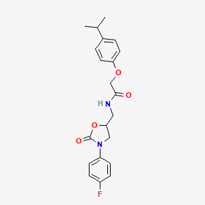 molecular formula C21H23FN2O4 B2529324 N-((3-(4-氟苯基)-2-氧代恶唑烷-5-基)甲基)-2-(4-异丙苯氧基)乙酰胺 CAS No. 955240-63-8