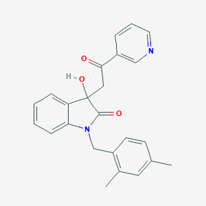 molecular formula C24H22N2O3 B252933 1-(2,4-dimethylbenzyl)-3-hydroxy-3-[2-oxo-2-(3-pyridinyl)ethyl]-1,3-dihydro-2H-indol-2-one 