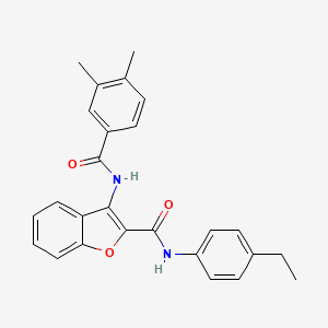 molecular formula C26H24N2O3 B2529331 3-(3,4-二甲基苯甲酰胺基)-N-(4-乙基苯基)苯并呋喃-2-甲酰胺 CAS No. 888455-94-5