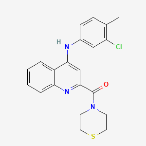 molecular formula C21H20ClN3OS B2529333 (4-((3-Chloro-4-methylphenyl)amino)quinolin-2-yl)(thiomorpholino)methanone CAS No. 1226439-50-4