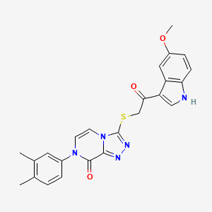 molecular formula C24H21N5O3S B2529341 7-(3,4-dimethylphenyl)-3-((2-(5-methoxy-1H-indol-3-yl)-2-oxoethyl)thio)-[1,2,4]triazolo[4,3-a]pyrazin-8(7H)-one CAS No. 1189508-35-7