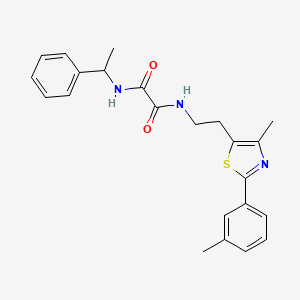 molecular formula C23H25N3O2S B2529345 N1-(2-(4-甲基-2-(间甲苯基)噻唑-5-基)乙基)-N2-(1-苯乙基)草酰胺 CAS No. 894019-08-0