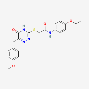 molecular formula C21H22N4O4S B2529349 N-(4-乙氧基苯基)-2-((6-(4-甲氧基苄基)-5-氧代-4,5-二氢-1,2,4-三嗪-3-基)硫代)乙酰胺 CAS No. 898624-03-8