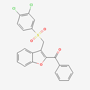 molecular formula C22H14Cl2O4S B2529360 (3-{[(3,4-二氯苯基)磺酰]甲基}-1-苯并呋喃-2-基)(苯基)甲酮 CAS No. 338423-89-5