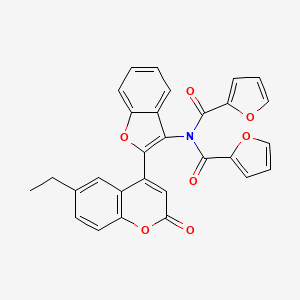 molecular formula C29H19NO7 B2529367 N-[2-(6-ethyl-2-oxo-2H-chromen-4-yl)-1-benzofuran-3-yl]-N-(furan-2-ylcarbonyl)furan-2-carboxamide CAS No. 890010-71-6