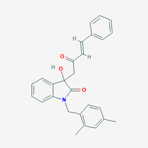 molecular formula C27H25NO3 B252937 1-(2,4-dimethylbenzyl)-3-hydroxy-3-(2-oxo-4-phenyl-3-butenyl)-1,3-dihydro-2H-indol-2-one 