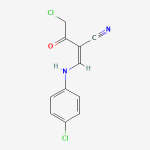 molecular formula C11H8Cl2N2O B2529382 (2Z)-4-chloro-2-[(4-chloroanilino)methylidene]-3-oxobutanenitrile CAS No. 339097-10-8