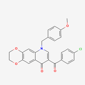 molecular formula C26H20ClNO5 B2529387 8-(4-Chlorobenzoyl)-6-[(4-methoxyphenyl)methyl]-2,3-dihydro-[1,4]dioxino[2,3-g]quinolin-9-one CAS No. 866727-61-9