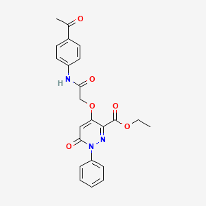 molecular formula C23H21N3O6 B2529389 Ethyl 4-(2-((4-acetylphenyl)amino)-2-oxoethoxy)-6-oxo-1-phenyl-1,6-dihydropyridazine-3-carboxylate CAS No. 899992-93-9